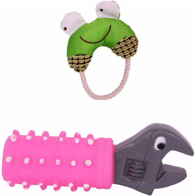 

SRI Imported High Quality Squeaky Cute Spanner With Soft Push Toy (Set of 2 PCS) Plastic Squeaky Toy For Dog