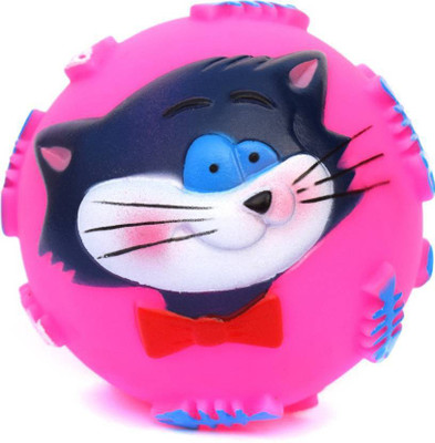 

shalimar pets Pink Cat & Fish Design Rubber Squeaky Toy For Dog