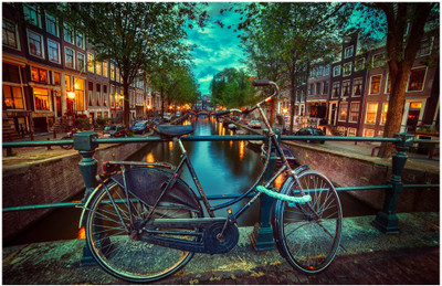 

Cycle at Amsterdam Bridge Poster (18 inch x 12 inch) Paper Print(18 inch X 12 inch, Rolled)