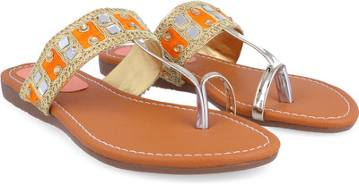 

Myra Women Handmade Orange Flats