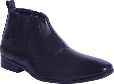 

Shoebook Men's Black Stylish Boots Slip On For Men(Black