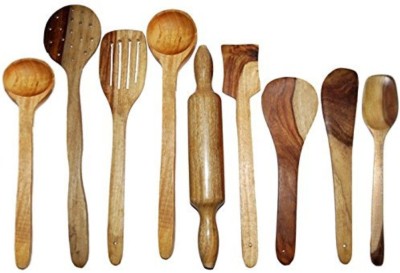 SG Shahi Disposable Wooden Cooking Spoon Set(Pack of 9) at flipkart