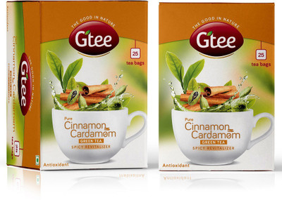

GTEE GTEE Green Tea Bags-Cinnamon & Cardamom ( 25 Tea Bags x 2 PACKS ) Cardomom, Cinnamon Green Tea Bags Box(50 Bags)