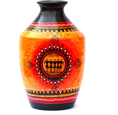 

Art Godaam Hand painted vase Terracotta Vase(9 inch, Multicolor)