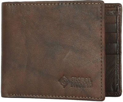 

Global Nomad Men Brown Genuine Leather Wallet(8 Card Slots), Antique brown
