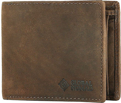 Global Nomad Men Brown Genuine Leather Wallet(3 Card Slots)