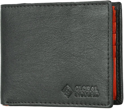 

Global Nomad Men Black, Orange Genuine Leather Wallet(8 Card Slots)