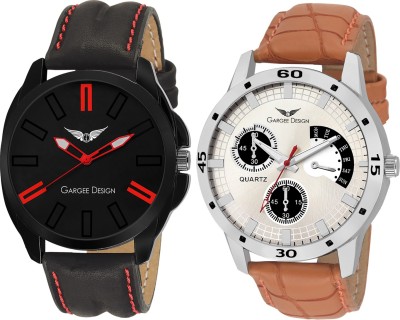 Gargee Design 2322-Set Of 2 Beautiful Black And Silver festive Watch  - For Men   Watches  (Gargee Design)