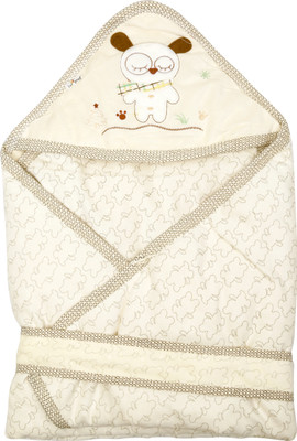 

1st Step Printed  Hooded Baby Blanket(Polyester, Cream