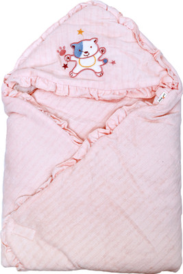 

1st Step Plain  Hooded Baby Blanket(Cotton, Pink