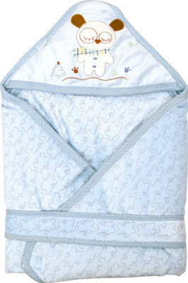 

1st Step Printed  Hooded Baby Blanket(Polyester, Blue