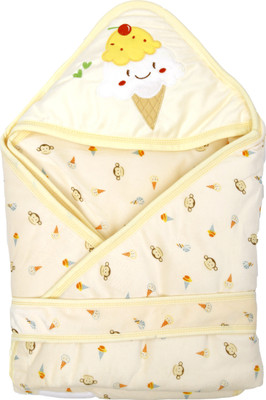

1st Step Printed  Hooded Baby Blanket(Polyester, Cream