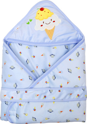 

1st Step Printed  Hooded Baby Blanket(Polyester, Blue