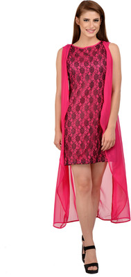 KARMIC VISION Women Fit and Flare Pink Dress KARMIC VISION Women Fit and Flare Pink Dress