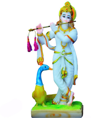 

JRG Krishna with Peacock Decorative Showpiece - 24 cm(Marble, Multicolor)
