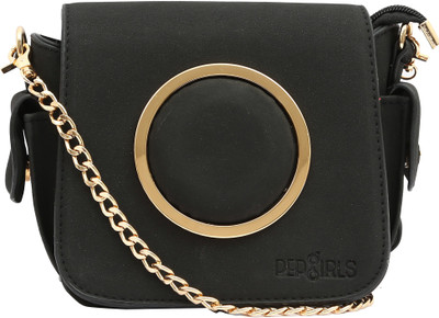 

Pepgirls Girls Evening/Party Black PU Sling Bag