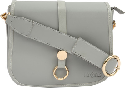 Pepgirls Girls Casual Grey Leatherette Sling Bag