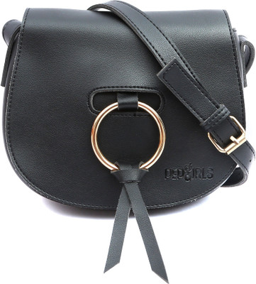 

Pepgirls Girls Casual Black Leatherette Sling Bag
