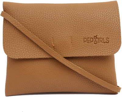 

Pepgirls Girls Casual Tan Leatherette Sling Bag