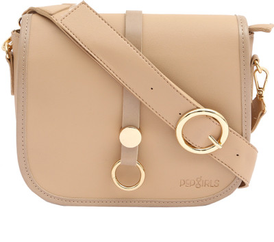 

Pepgirls Girls Casual Beige Leatherette Sling Bag