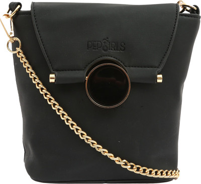 

Pepgirls Girls Evening/Party Black Leatherette Sling Bag