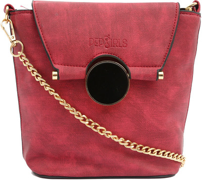 

Pepgirls Girls Evening/Party Red Leatherette Sling Bag