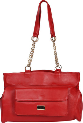 

JL Collections Women Formal Red Genuine Leather Shoulder Bag