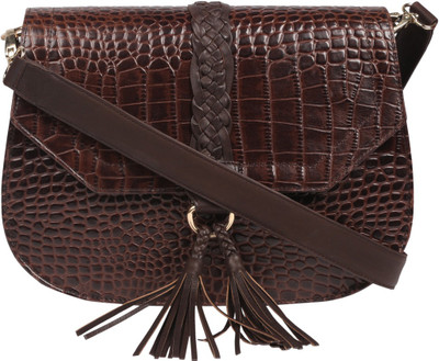 

JL Collections Women Casual Brown Genuine Leather Sling Bag