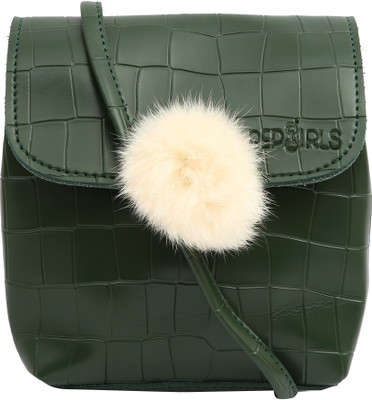 

Pepgirls Girls Casual Green Leatherette Sling Bag