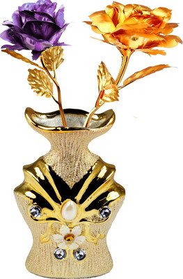 

Stealodeal Gold, Purple Rose Artificial Flower with Pot(9.8 inch, Pack of 2)