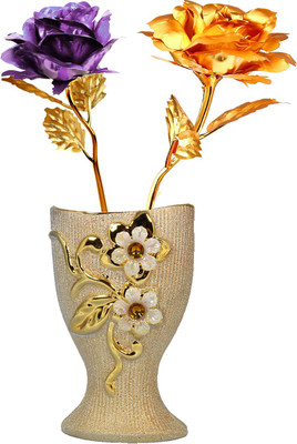 

Stealodeal Gold, Purple Rose Artificial Flower with Pot(9.8 inch, Pack of 2)