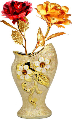 

Stealodeal Gold, Red Rose Artificial Flower with Pot(9.8 inch, Pack of 2)