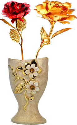 

Stealodeal Gold, Red Rose Artificial Flower with Pot(9.8 inch, Pack of 2)
