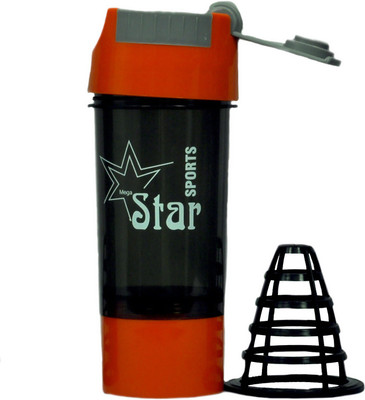 

mega star Gym Protein 500 ml Shaker(Pack of 1, Red), Red black