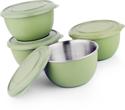 liefde Stainless Steel Storage Bowl Microwave Safe Bowls(Pack of 4, Green)