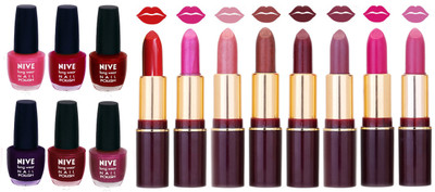 

Nive NIVE 6 Vibrant Color NAIL POLISH + 8 Rich Color QUNEX LIPSTICK COMBO(Set of 14)