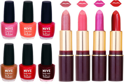 

Nive NIVE 6 Vibrant Colour NAIL POLISH + 4 Rich Color QUNEX LIPSTICK COMBO(Set of 10)