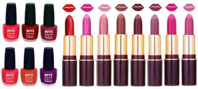 

Nive NIVE 6 Vibrant Color NAIL POLISH + 8 Rich Color QUNEX LIPSTICK COMBO(Set of 14)