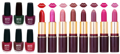 

Nive NIVE 6 Vibrant Color NAIL POLISH + 8 Rich Color QUNEX LIPSTICK COMBO(Set of 14)