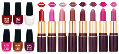 

Nive NIVE 6 Vibrant Color NAIL POLISH + 8 Rich Color QUNEX LIPSTICK COMBO(Set of 14)