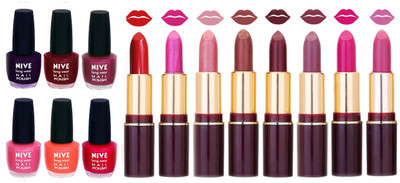 

Nive NIVE 6 Vibrant Color NAIL POLISH + 8 Rich Color QUNEX LIPSTICK COMBO(Set of 14)