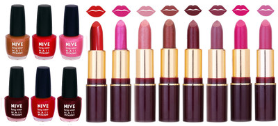 Nive NIVE 6 Vibrant Color NAIL POLISH + 8 Rich Color QUNEX LIPSTICK COMBO(Set of 14)