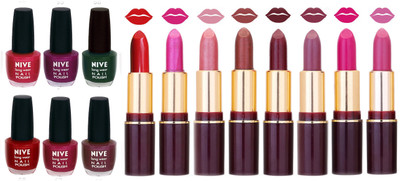 

Nive NIVE 6 Vibrant Color NAIL POLISH + 8 Rich Color QUNEX LIPSTICK COMBO(Set of 14)