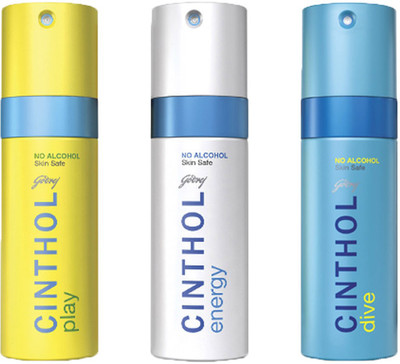 

Cinthol Energy, Dive & Play Deodorant Spray - For Men(300 ml, Pack of 2)