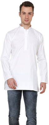 Royal Heritage Men Solid Straight Kurta(White)
