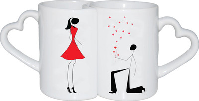 

Thirsty Guys Love Proposal Couple Ceramic Mug(325 ml, Pack of 2), Multicolor