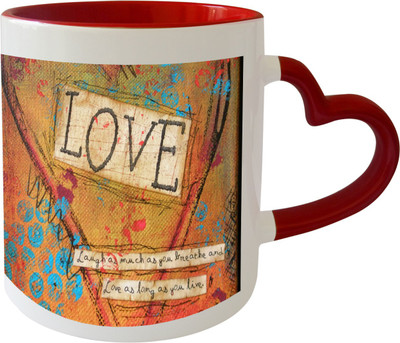 

Thirsty Guys Love Inner Red Ceramic Mug(325 ml), Multicolor