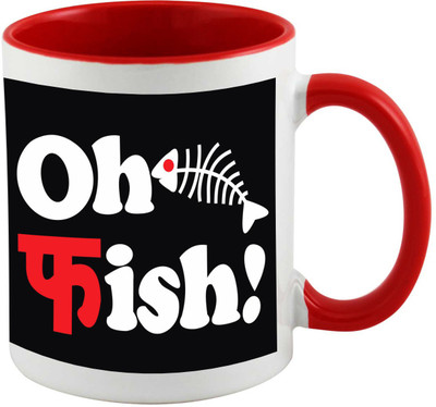 

Thirsty Guys Oh Fish Inner Red Ceramic Mug(325 ml), Multicolor