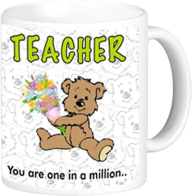 

Akcesstronics One In A Million Teacher Plastic Mug(350 ml), White