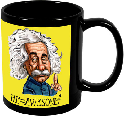 

Thirsty Guys Einstein Black Ceramic Mug(325 ml), Multicolor